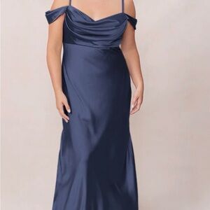 Revelry Indie Blue Off-Shoulder Bridesmaid Dress